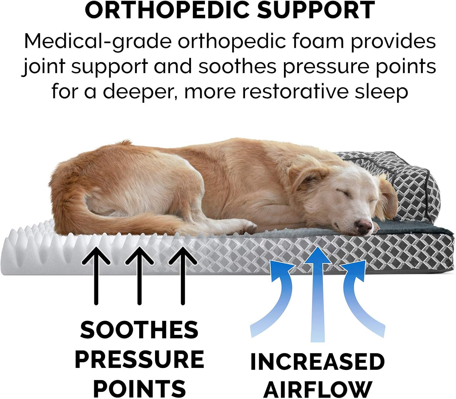 Comfy Couch Plush & Décor Sofa-Style Egg Crate Orthopedic Foam Dog Bed - Diamond Gray, Small
