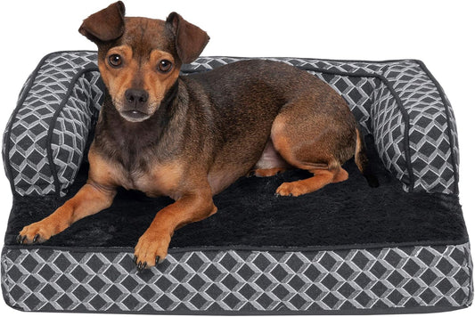 Comfy Couch Plush & Décor Sofa-Style Egg Crate Orthopedic Foam Dog Bed - Diamond Gray, Small