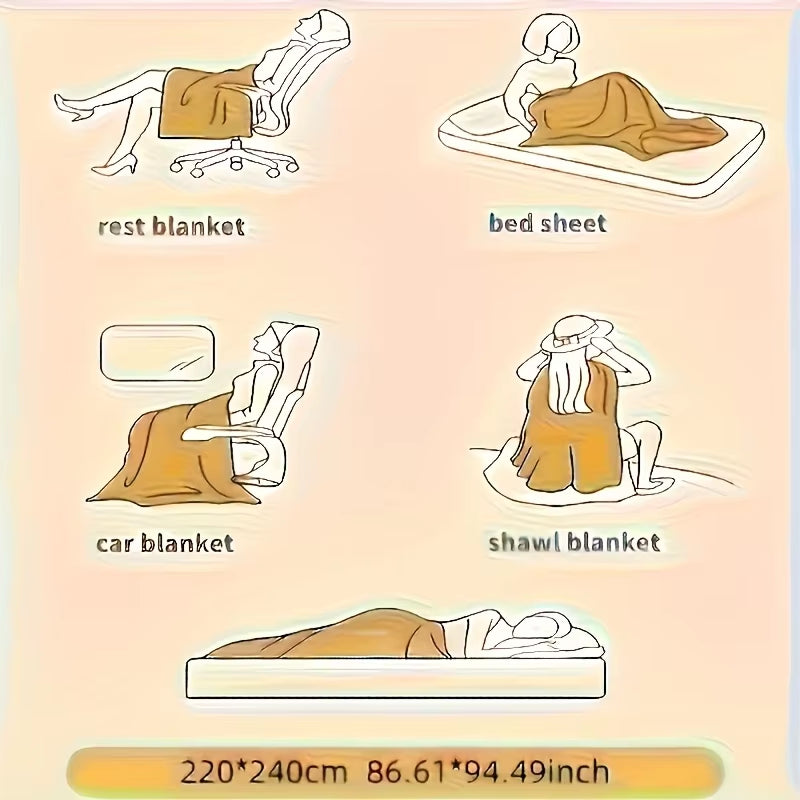 1Pc Weighted Sherpa Fleece Blanket -Soft, Warm Faux Rabbit Fur Softness, Beige & White Striped Contemporary Bedspread for Bed