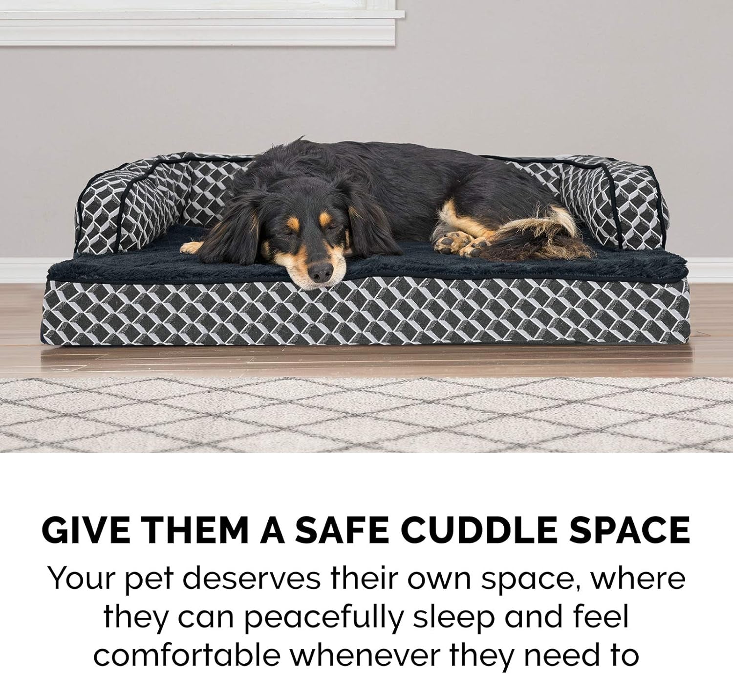 Comfy Couch Plush & Décor Sofa-Style Egg Crate Orthopedic Foam Dog Bed - Diamond Gray, Small