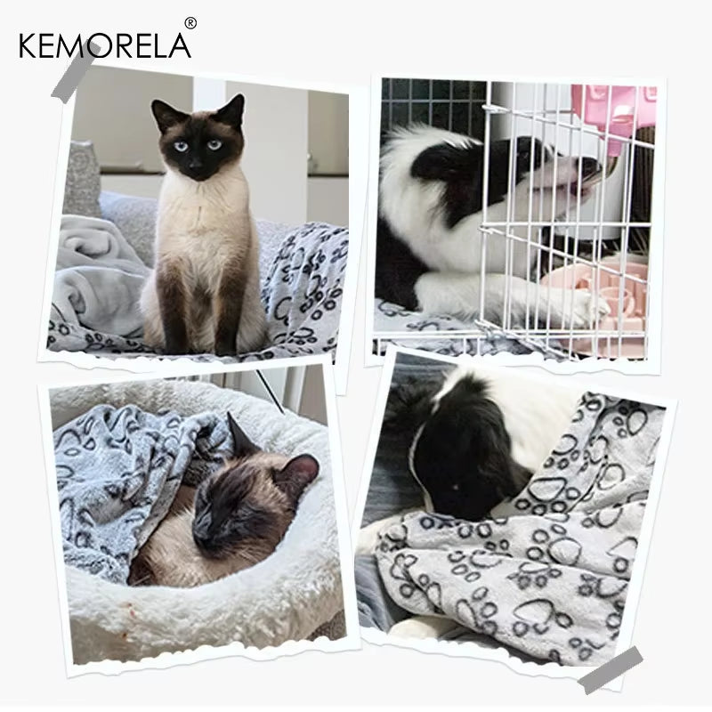 Pet Blanket Soft Fluffy Cute Cartoon Pattern Mat Pet Dog Blanket Warm and Comfortable Blanket Suitable for Cats and Dog